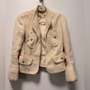 Beautiful vintage Chanel Boutique couture off white Boucle suit.